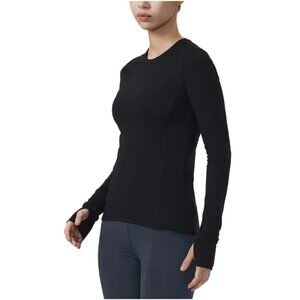 Spyder Active Women's L Black Heather Long Sleeve Shirt Thumbhole  L1251